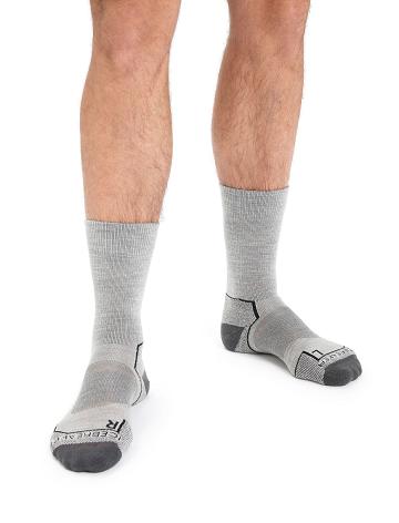 Men's Icebreaker Merino Hike+ Light Crew Socks Blizzard Heather | CA 1904EBCX